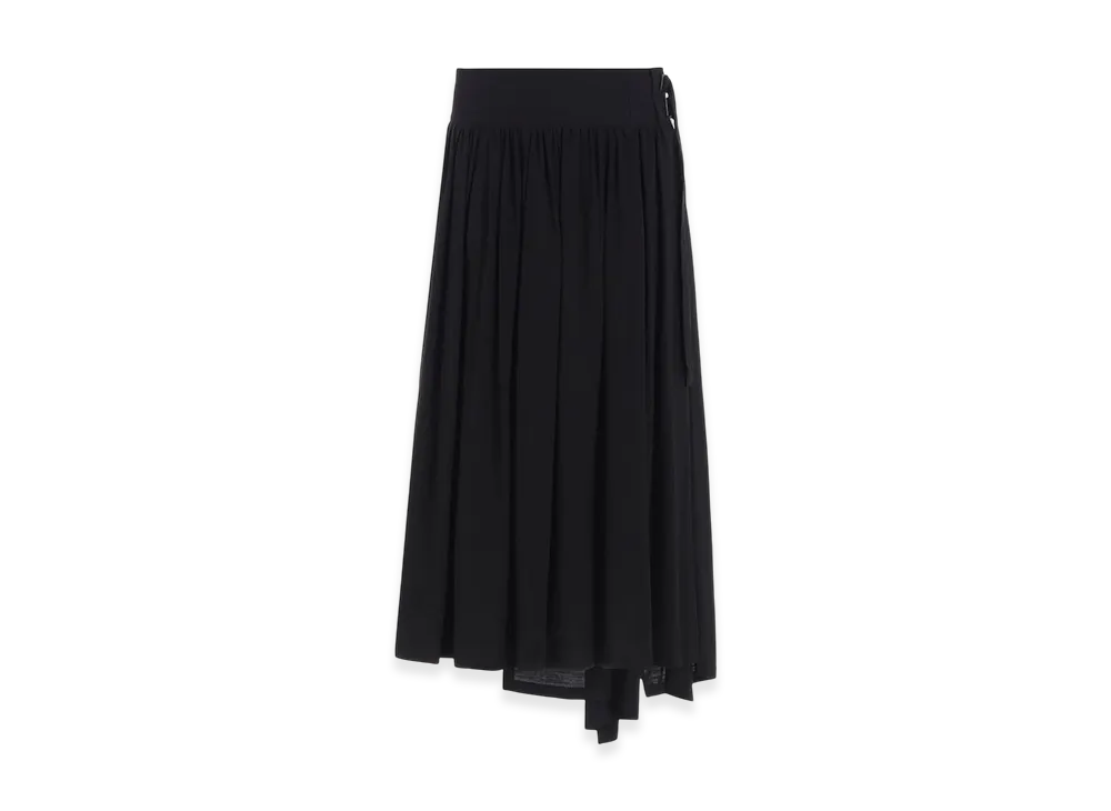 Y's Hard-Twist Serge Asymmtric Gather Skirt "Black"