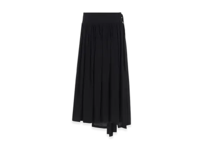 Y's Hard-Twist Serge Asymmtric Gather Skirt "Black"