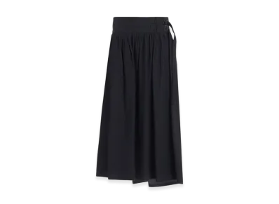 Y's 6OZ Denim Garmentfinish Asymmtric Gather Skirt "Black"