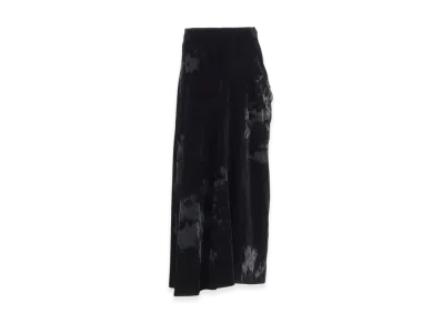 Y's Discharge-Printed Velvet Side Drape Skirt "Black"