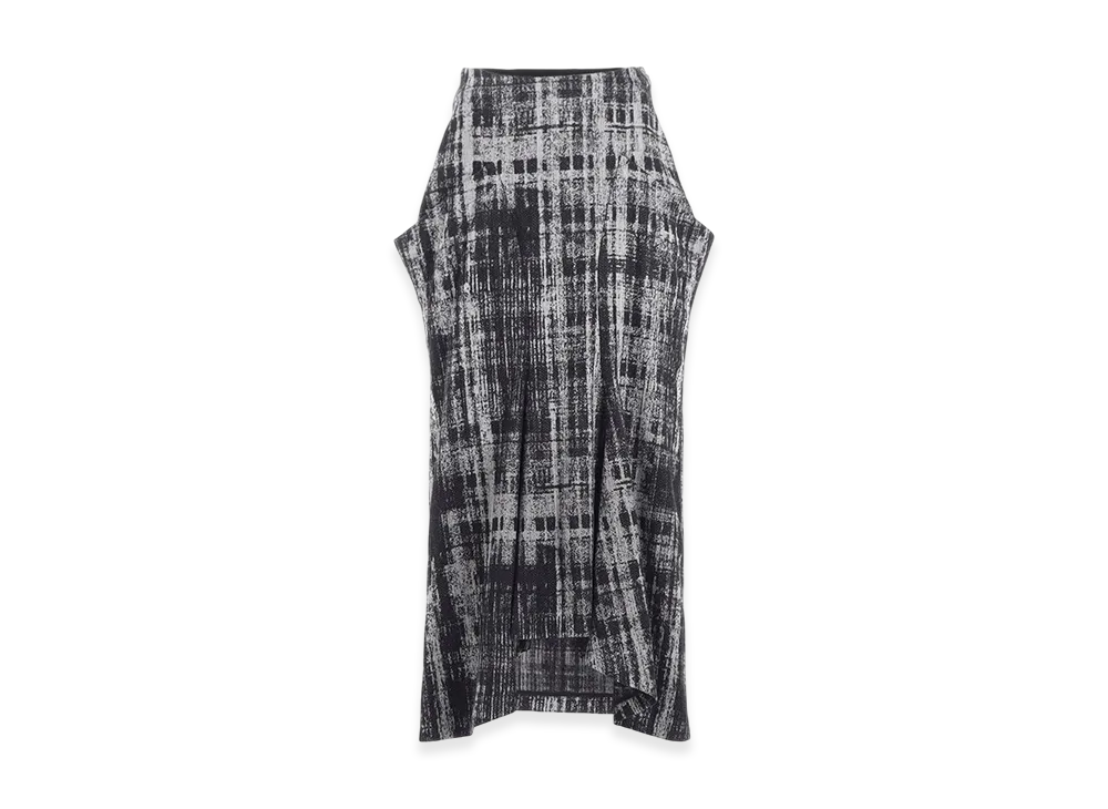 Y's Faded Plaid Jacquard Drop Skirt "Black"