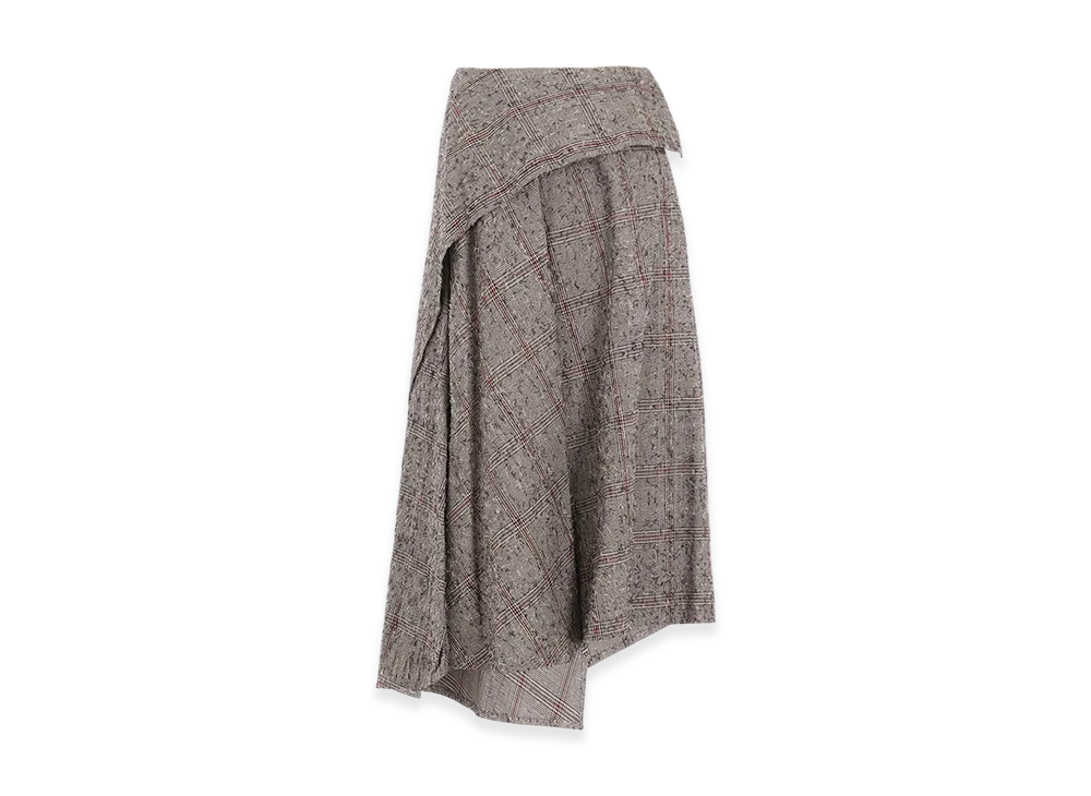 Y's Needle-Punched Asymmetric Skirt "Beige"