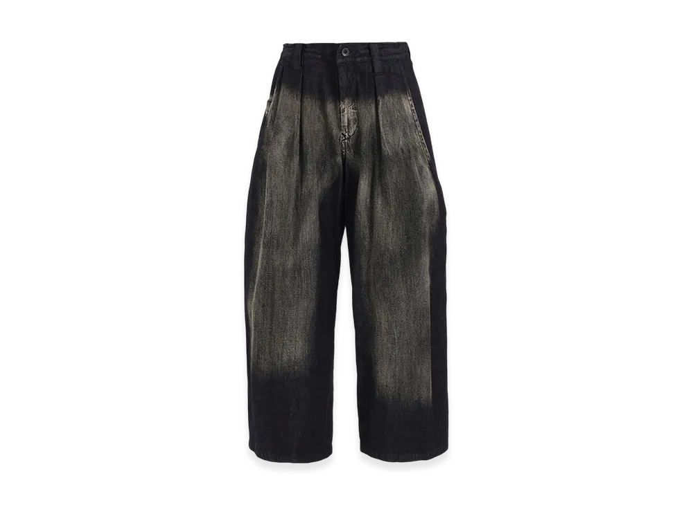 Y's Spotted Denim Front Big Pocket Pants "Black"
