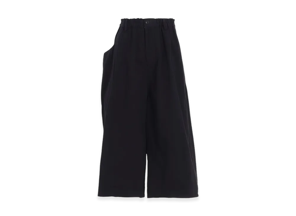 Y's Cotton Twill Garment Dye Right Side Drape Pants "Black"