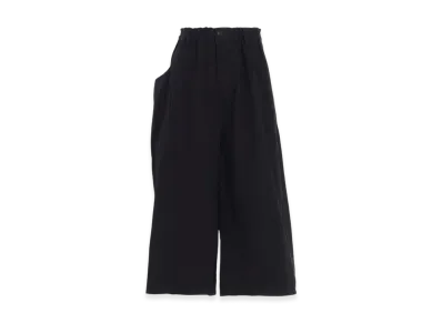 Y's Cotton Twill Garment Dye Right Side Drape Pants "Black"
