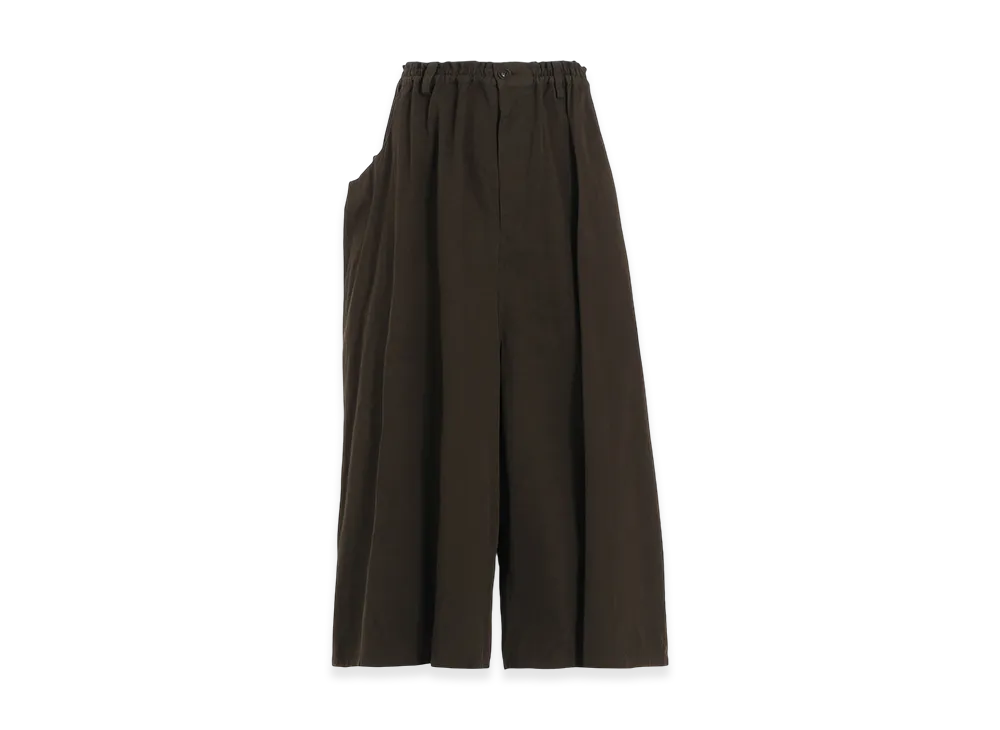 Y's Cotton Twill Garment Dye Right Side Drape Pants "Khaki"