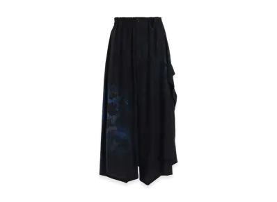 Y's Flower/Lace-Preint Dungaree Twill Pants "Blue"