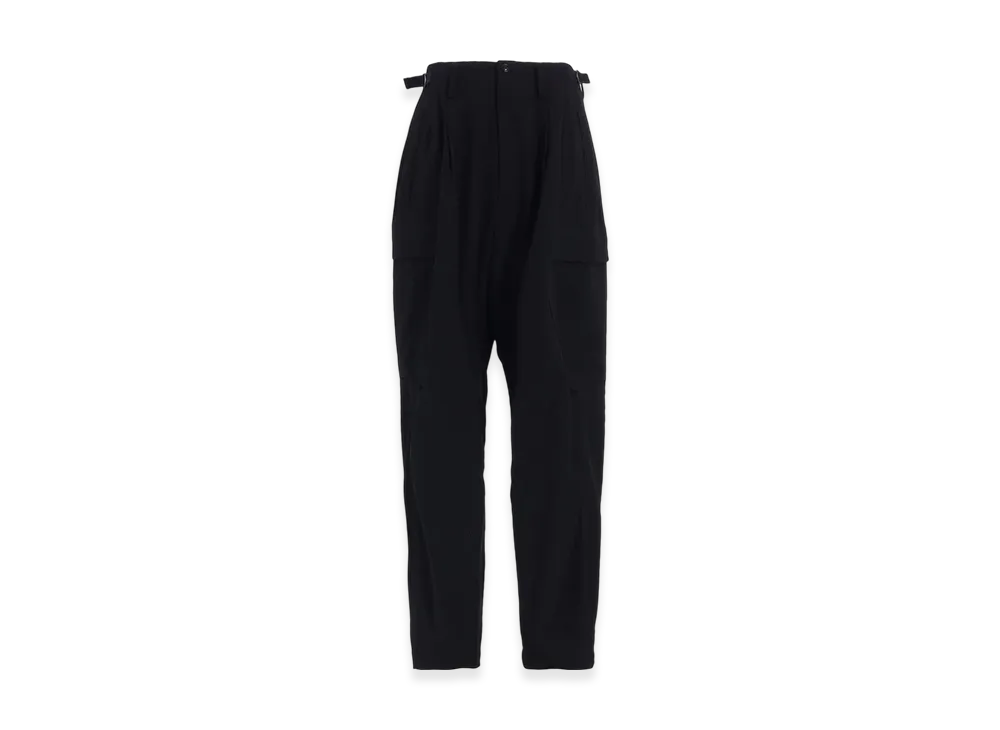 Y's Wool Gabardine Cargo Pants "Black"