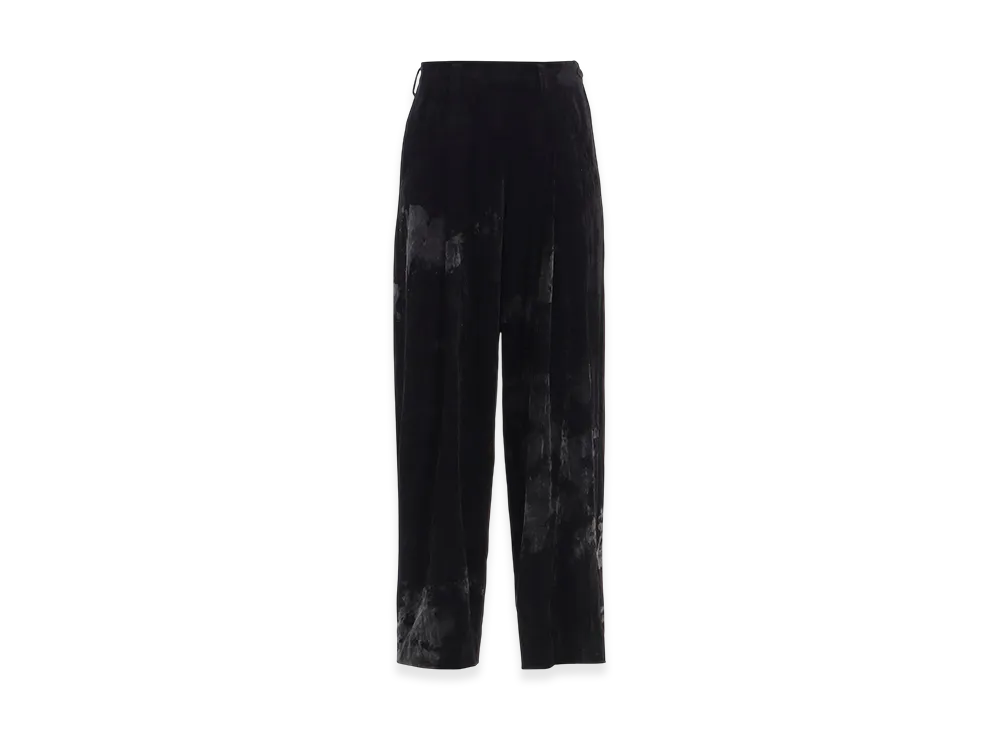 Y's Discharge-Printed Velvet Pleated Pants "Black"