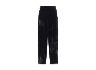 Y's Discharge-Printed Velvet Pleated Pants "Black"