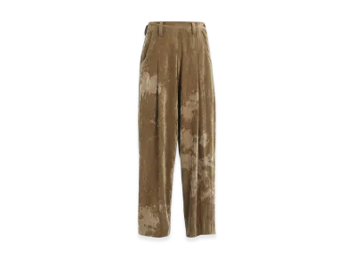 Y's Discharge-Printed Velvet Pleated Pants "Beige"
