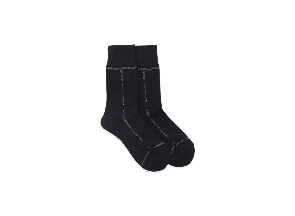 Y's x Chicstocks Line Glitter Socks "Black"
