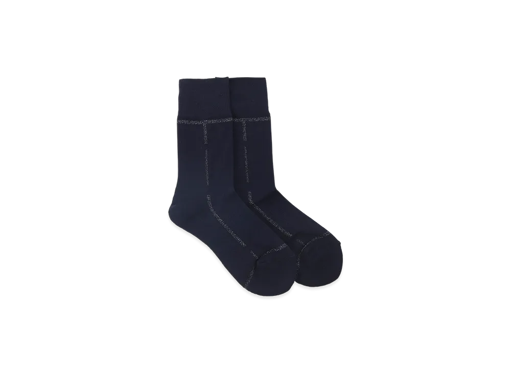 Y's x Chicstocks Line Glitter Socks "Navy"