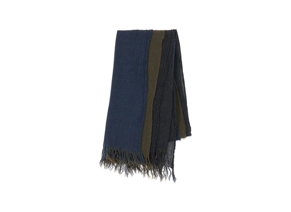 Y's Three-Layered Wool Scarf "Blue"