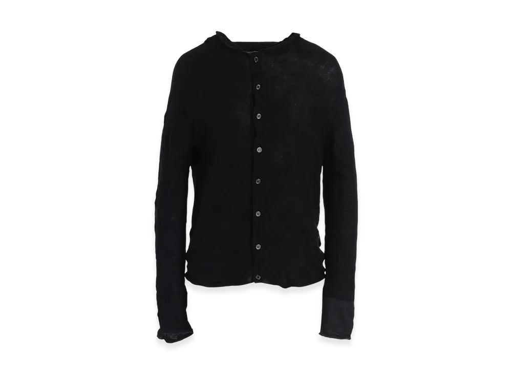 Y's Off Neck Wrinkled Long Sleeve Cardigan "Black"