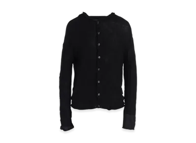 Y's Off Neck Wrinkled Long Sleeve Cardigan "Black"