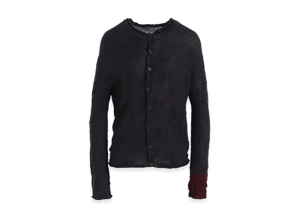 Y's Off Neck Wrinkled Long Sleeve Cardigan "Charcoal"