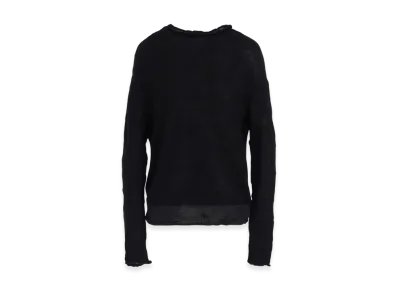 Y's Off Neck Wrinkled Long Sleeve Pullover "Black"