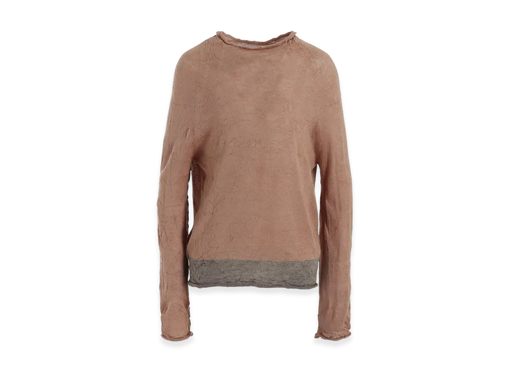 Y's Off Neck Wrinkled Long Sleeve Pullover "Pink"