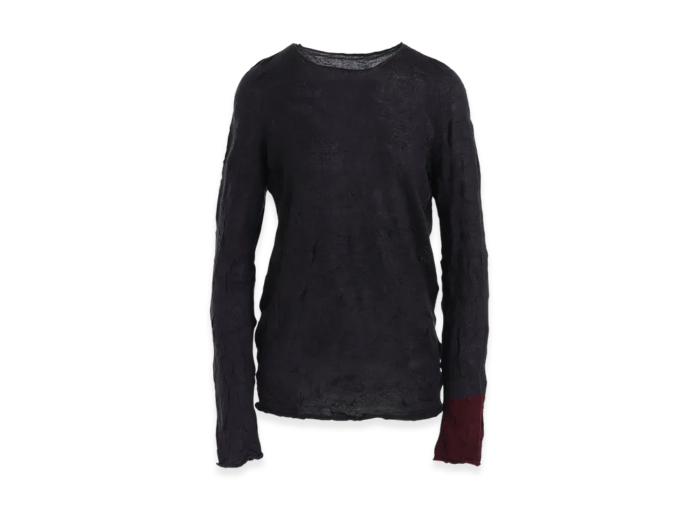 Y's Round Neck Wrinkled Long Sleeve Pullover "Charcoal"