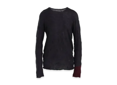 Y's Round Neck Wrinkled Long Sleeve Pullover "Charcoal"