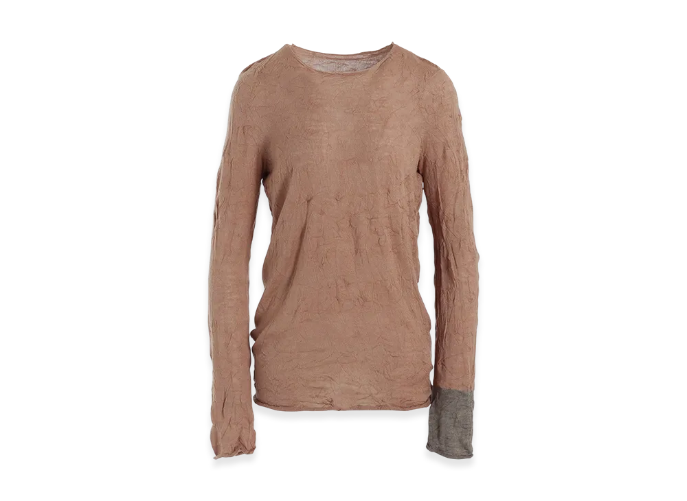 Y's Round Neck Wrinkled Long Sleeve Pullover "Pink"