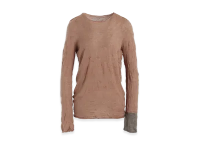 Y's Round Neck Wrinkled Long Sleeve Pullover "Pink"
