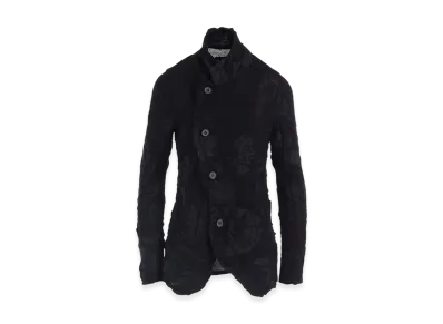 Y's Big Flower Wrinkled Knit Jacket "Black"