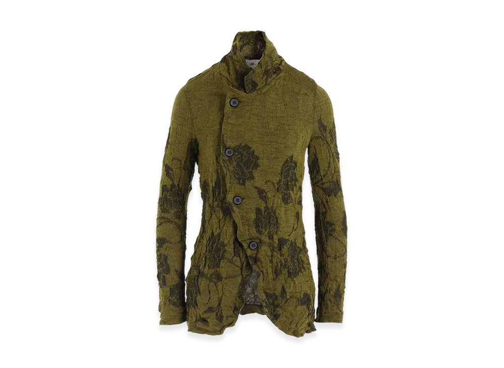 Y's Big Flower Wrinkled Knit Jacket "Khaki"
