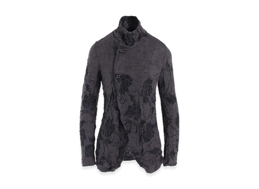 Y's Big Flower Wrinkled Knit Jacket "Purple"