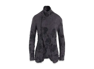 Y's Big Flower Wrinkled Knit Jacket "Purple"