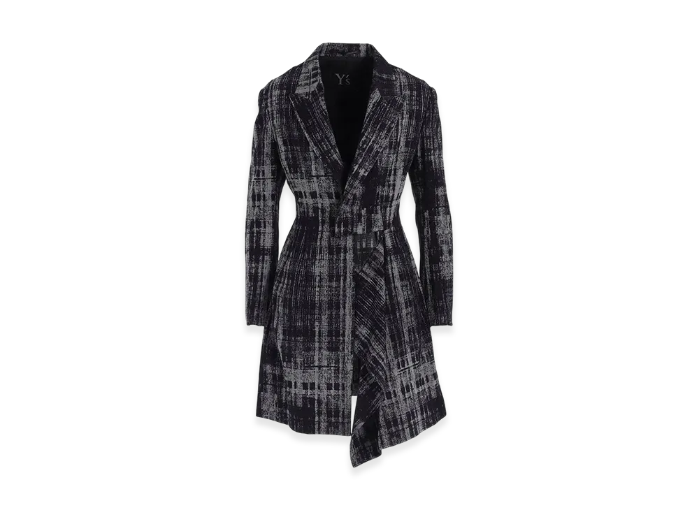 Y's Faded Plaid Jacquard Left Front Cloth Jacket "Black"
