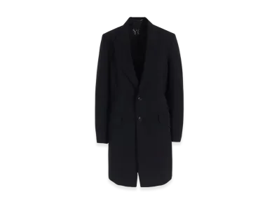 Y's Wool Gabardine Peaked Lapel Jacket "Black"