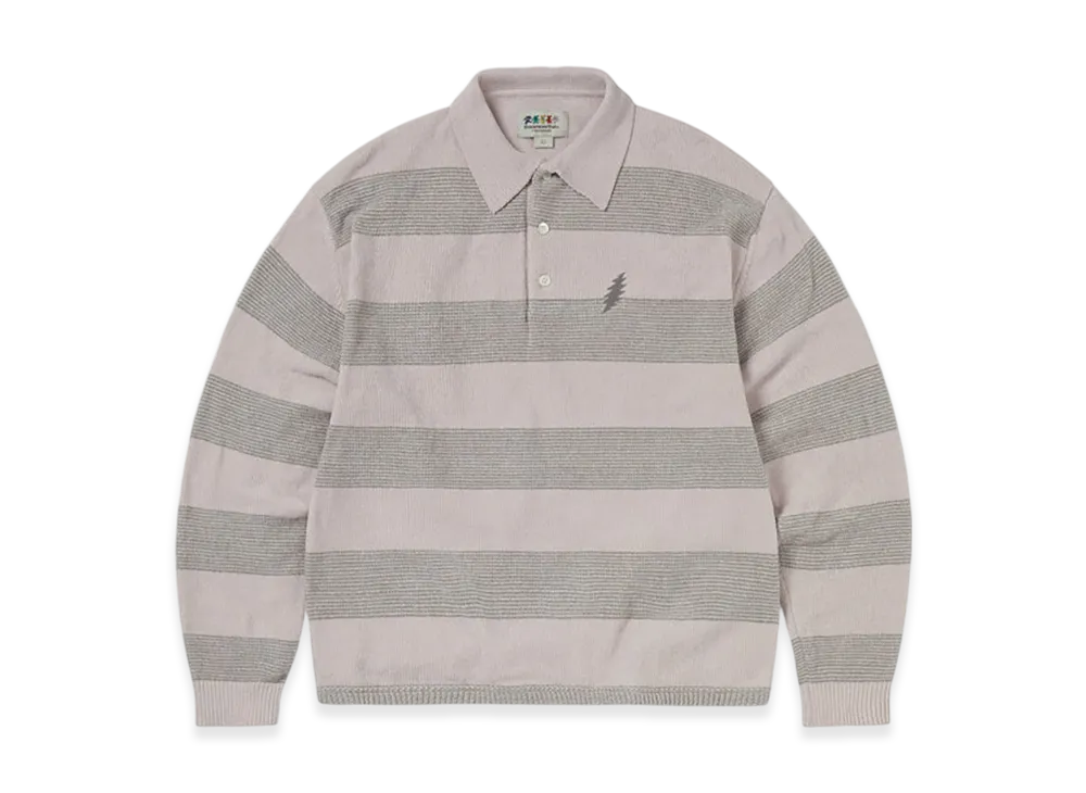 thisisneverthat x Grateful Dead Lightning Velvet Knit Polo "Light Pink"