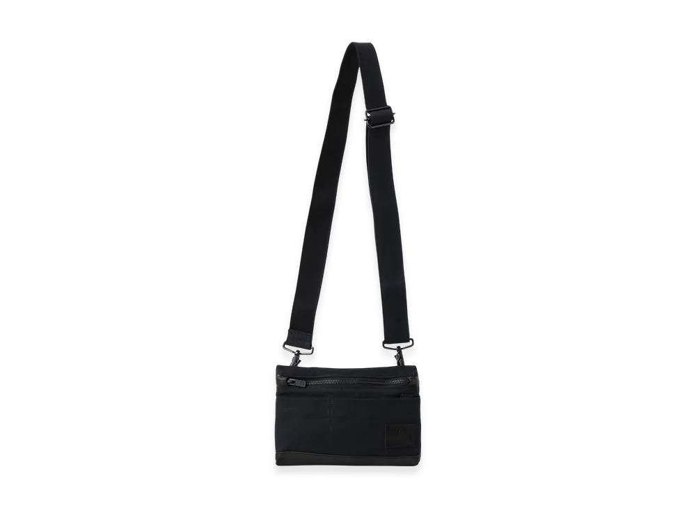 Y's Cotton Linen Twill / Leather Sacoche "Black"