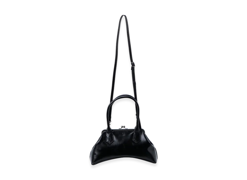 Y's Glossy Leather Curvy Bag M "Black"