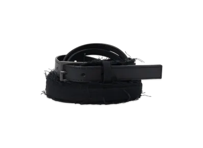 Y's Leather/Cotton Twill Double Belt "Black"