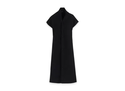 Y's Cotton Twill Garment Dye French Sleeve Dress "Black"