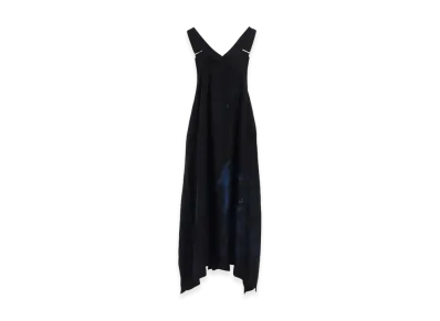 Y's Flower/Lace-Preint Dungaree Twill Overalls Dress "Blue"