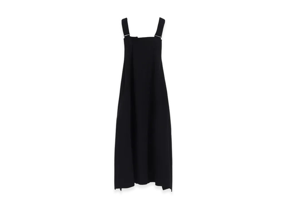 Y's Wool Gabardine Overalls Dress "Black"