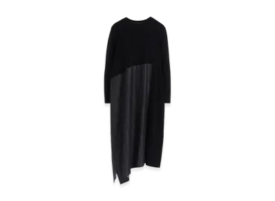 Y's Denim Combination Long Sleeve Dress "Black"