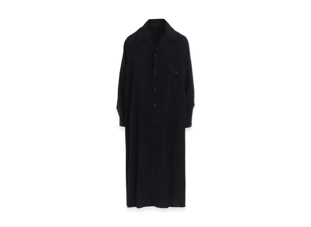 Y's Ta/Pe Crepe De Chine Open Collar Dress "Black"