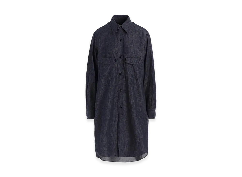 Y's 6OZ Denim Garment Finish Military Shirt Dress "Indigo"
