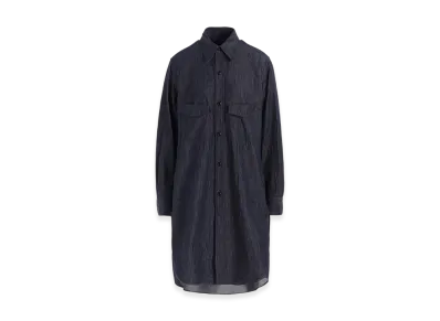 Y's 6OZ Denim Garment Finish Military Shirt Dress "Indigo"