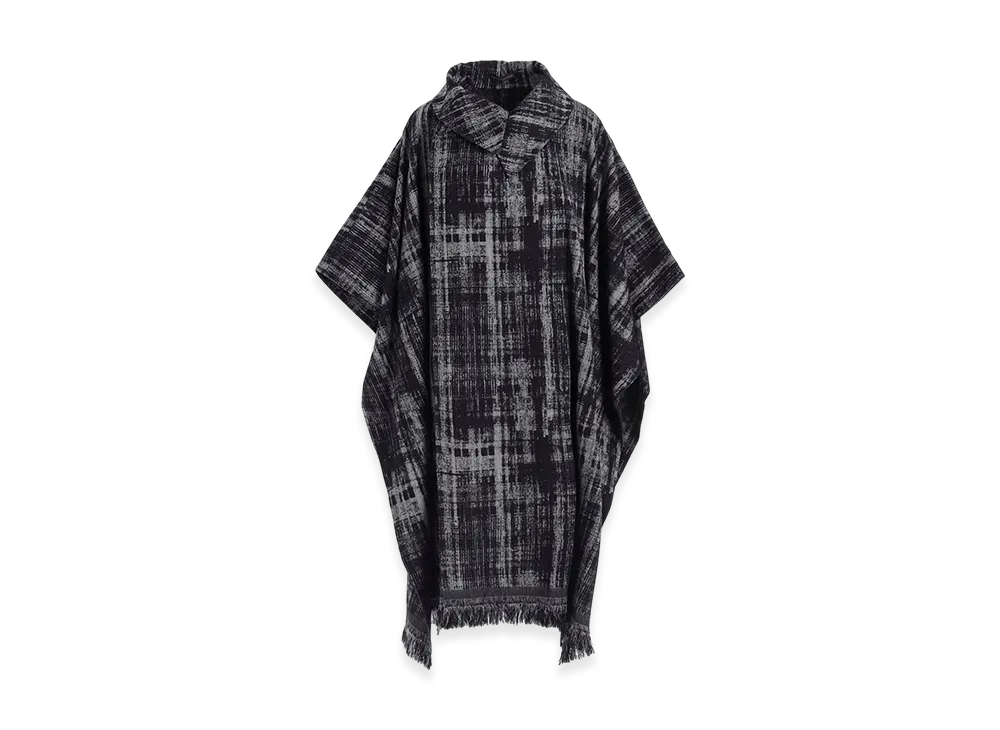 Y's Faded Plaid Jacquard Cloak "Black"