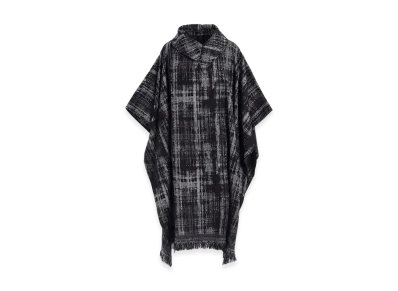 Y's Faded Plaid Jacquard Cloak "Black"