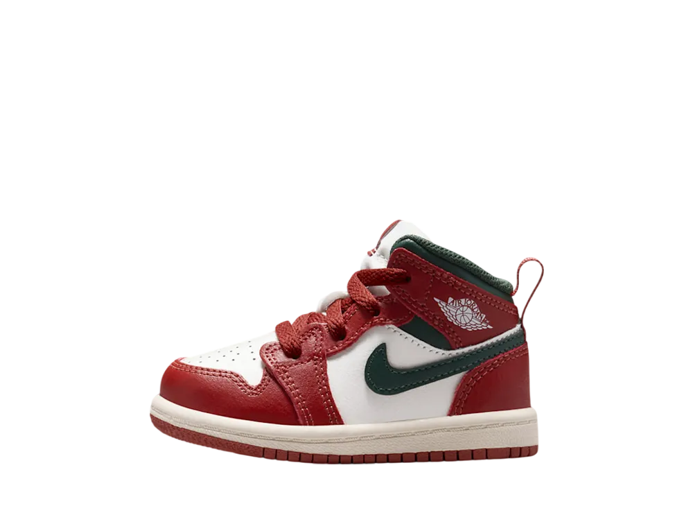 ナイキ TD ジョーダン1 ミッド "セイル/ピュアプラチナム/レッドストーン/ミッドナイトグリーン" (キッズ)