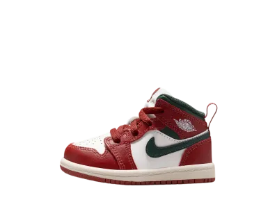 ナイキ TD ジョーダン1 ミッド "セイル/ピュアプラチナム/レッドストーン/ミッドナイトグリーン" (キッズ)