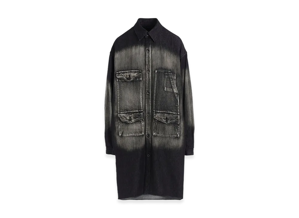 Y's Spotted Denim Big Gown Blouse "Black"