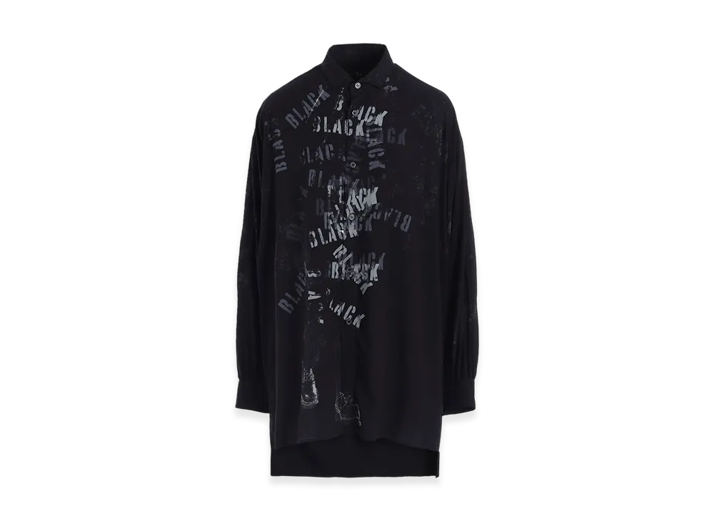 Y's "Black" Print Big Blouse "Black"